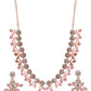 Pink Studded Floral Rose Gold Plated Jewellery Set