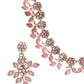 Pink Studded Floral Rose Gold Plated Jewellery Set