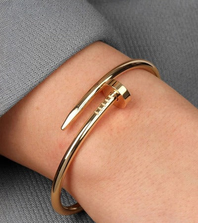 Gold-Plated Nail Design Bracelet