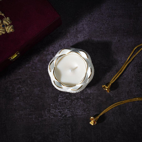 Elegant White Lotus Candle